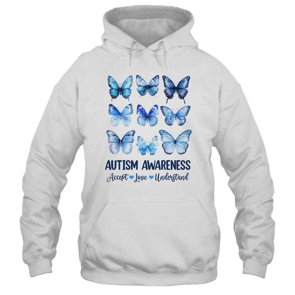 In April We Wear Blue Butterfly Autism Mental Health Women Shirt & Tank Top | teecentury