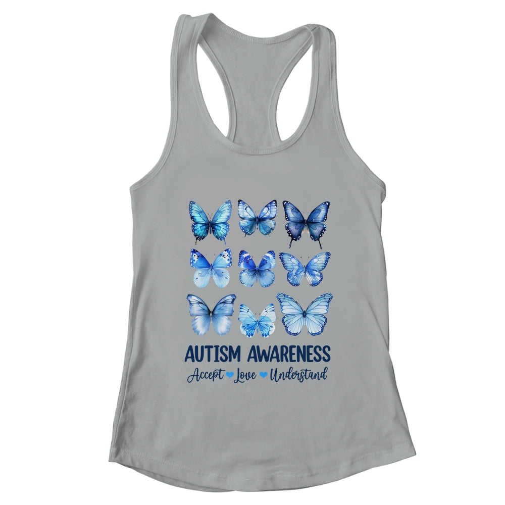 In April We Wear Blue Butterfly Autism Mental Health Women Shirt & Tank Top | teecentury