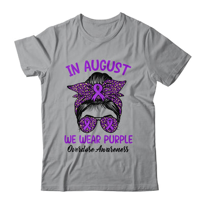 In August We Wear Purple Ribbon Overdose Awareness Messy Bun Shirt & Hoodie | teecentury