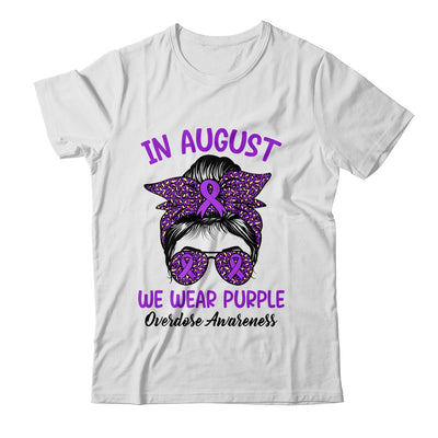 In August We Wear Purple Ribbon Overdose Awareness Messy Bun Shirt & Hoodie | teecentury