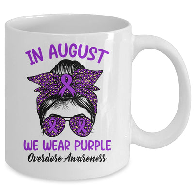 In August We Wear Purple Ribbon Overdose Awareness Messy Bun Mug | teecentury