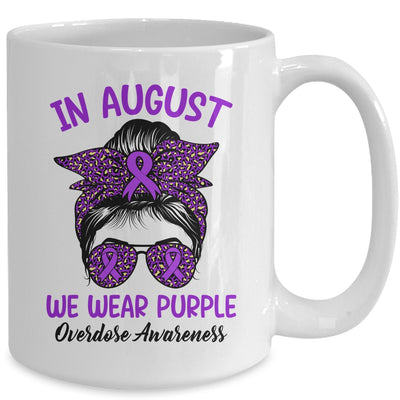 In August We Wear Purple Ribbon Overdose Awareness Messy Bun Mug | teecentury