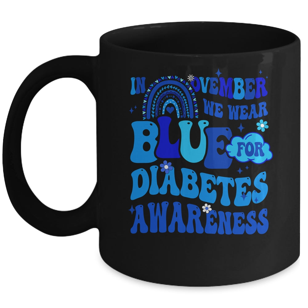 Diabetes awareness Grey Blue Ribbon Typography Type 1 Diabetes