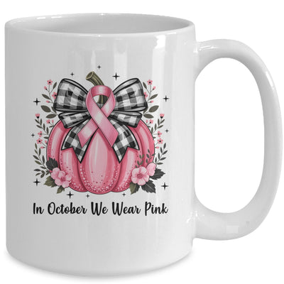 In October We Wear Pink Breast Cancer Pink Pumpkin For Women Mug | teecentury