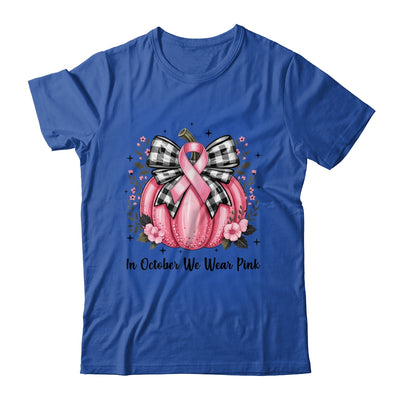 In October We Wear Pink Breast Cancer Pink Pumpkin For Women Shirt & Hoodie | teecentury