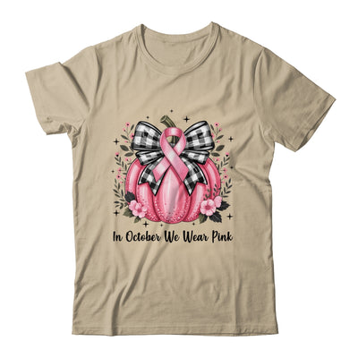 In October We Wear Pink Breast Cancer Pink Pumpkin For Women Shirt & Hoodie | teecentury
