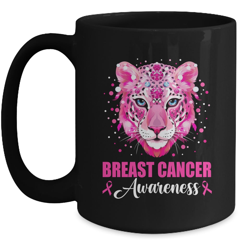 In October We Wear Pink Cute Little Lion Breast Cancer Women Mug | teecentury