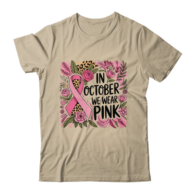 In October We Wear Pink Preppy Breast Cancer Boho Flower Shirt & Hoodie | teecentury