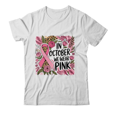 In October We Wear Pink Preppy Breast Cancer Boho Flower Shirt & Hoodie | teecentury