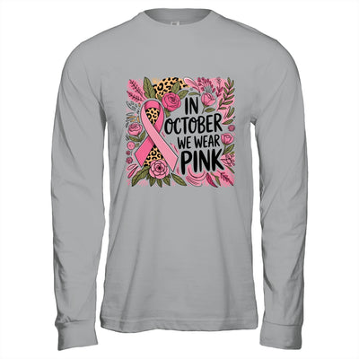 In October We Wear Pink Preppy Breast Cancer Boho Flower Shirt & Hoodie | teecentury