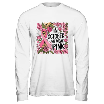 In October We Wear Pink Preppy Breast Cancer Boho Flower Shirt & Hoodie | teecentury