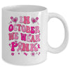 In October We Wear Pink Retro Groovy Vintage Breast Cancer Mug | teecentury