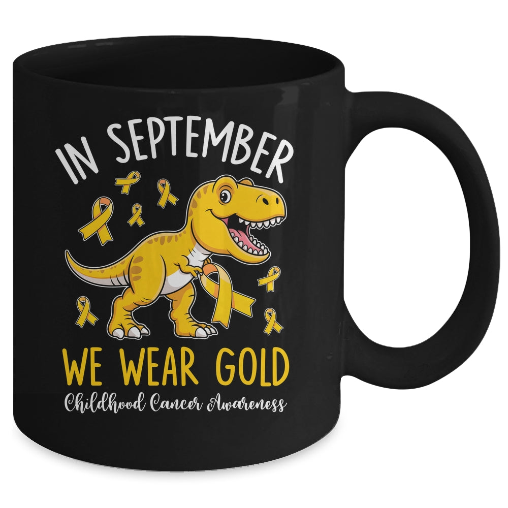 In September We Wear Gold Childhood Cancer Awareness Dinosaur Mug | teecentury