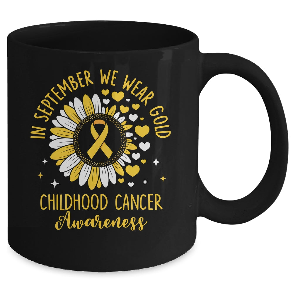 In September We Wear Gold Childhood Cancer Awareness Sunflower Mug | teecentury