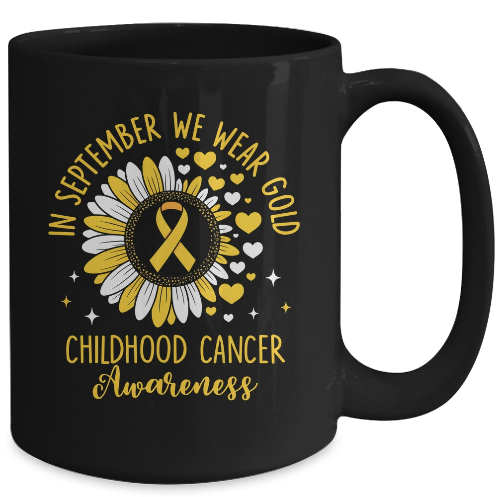 In September We Wear Gold Childhood Cancer Awareness Sunflower Mug | teecentury