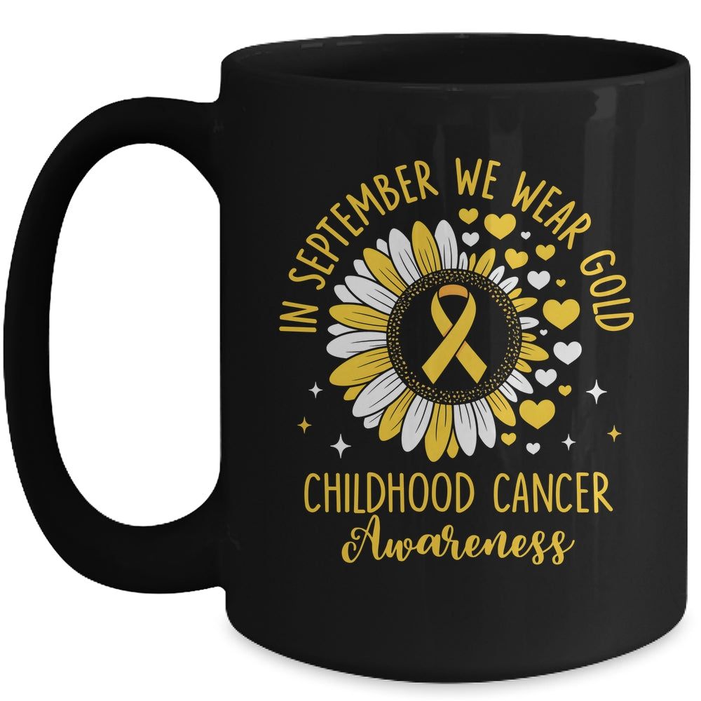 In September We Wear Gold Childhood Cancer Awareness Sunflower Mug | teecentury