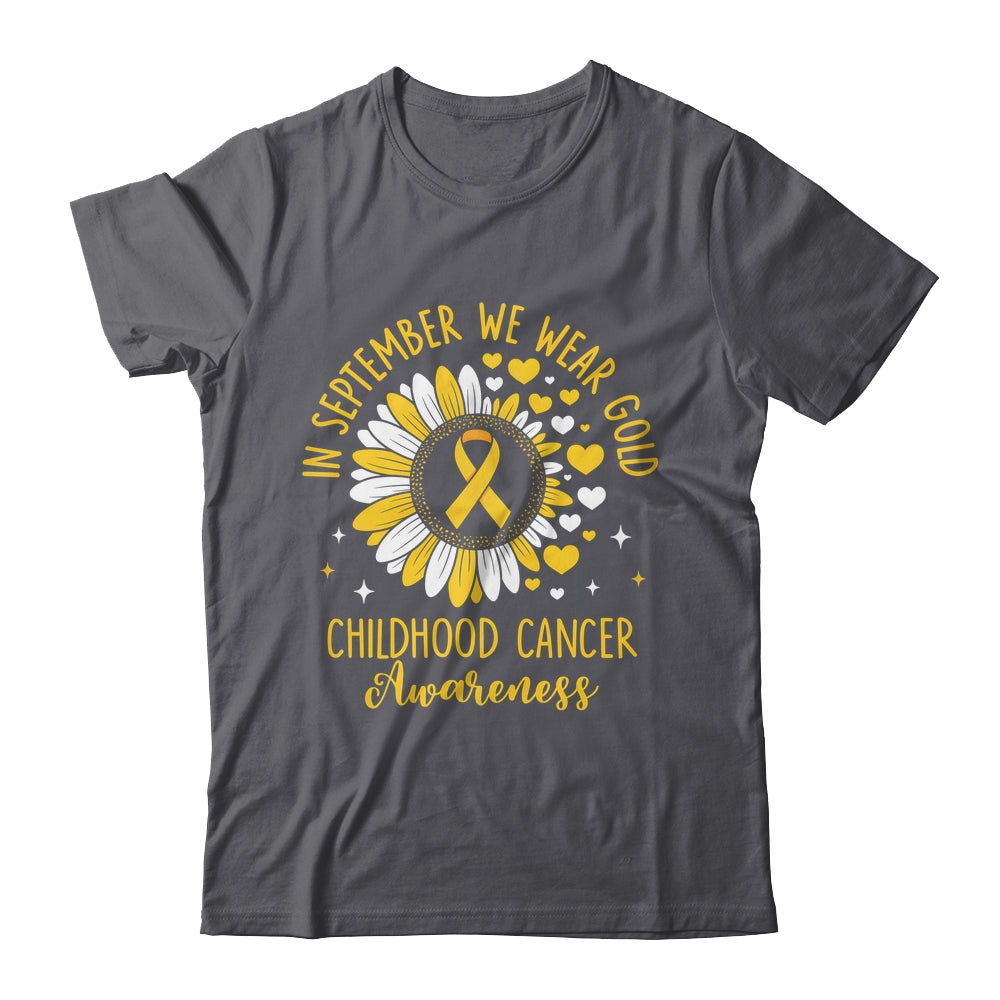 In September We Wear Gold Childhood Cancer Awareness Sunflower Shirt & Hoodie | teecentury