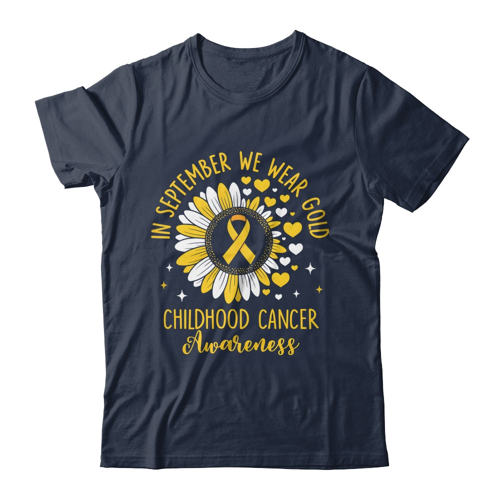 In September We Wear Gold Childhood Cancer Awareness Sunflower Shirt & Hoodie | teecentury