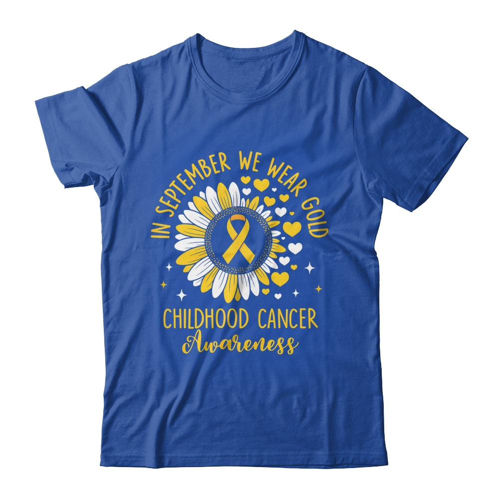 In September We Wear Gold Childhood Cancer Awareness Sunflower Shirt & Hoodie | teecentury