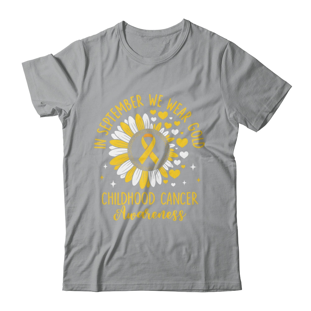 In September We Wear Gold Childhood Cancer Awareness Sunflower Shirt & Hoodie | teecentury