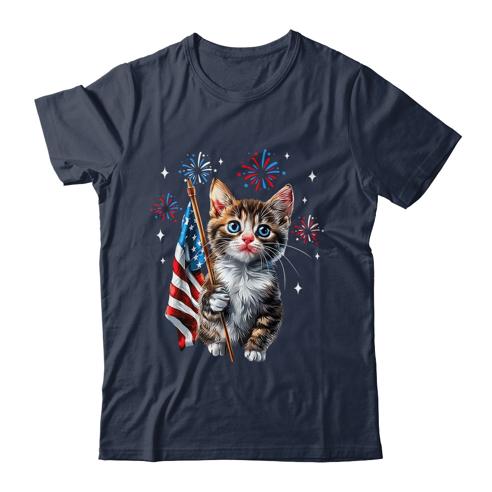 Independence Day Cat 4th Of July Patriotic USA Flag Graphic Shirt & Tank Top | teecentury