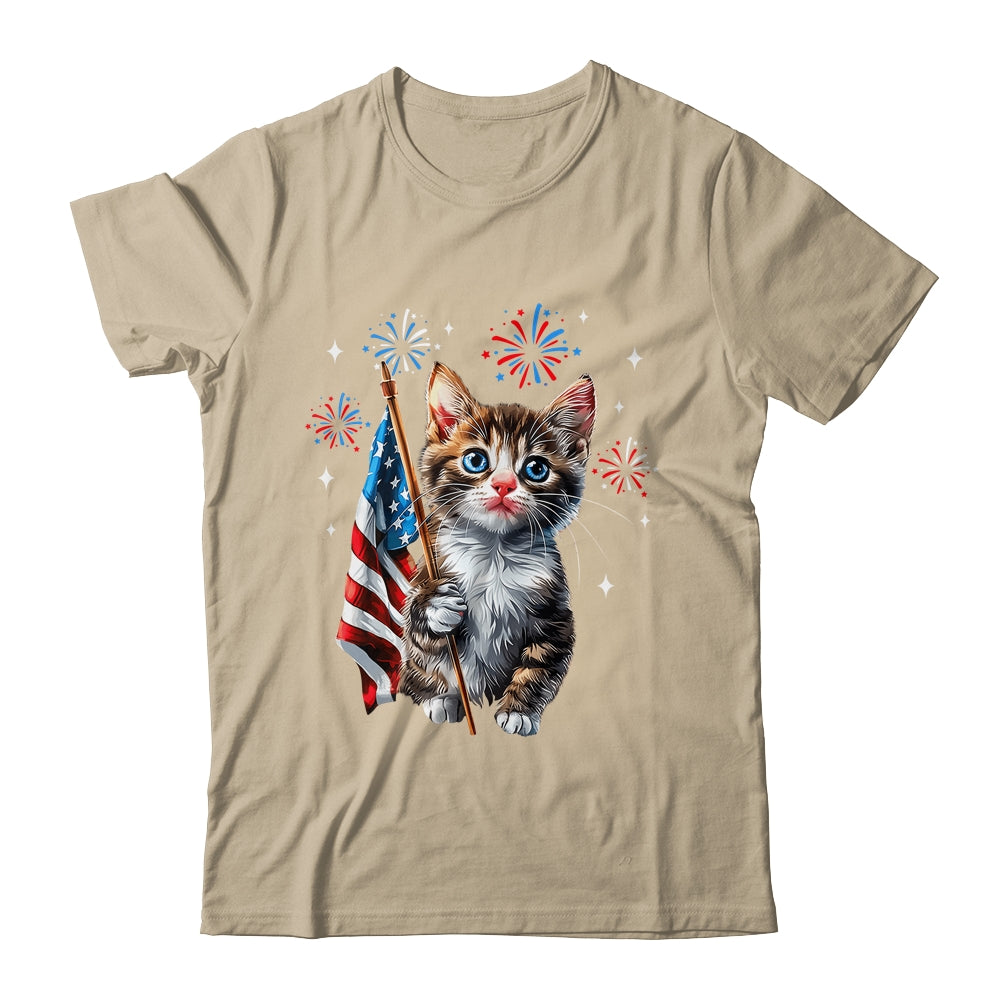 Independence Day Cat 4th Of July Patriotic USA Flag Graphic Shirt & Tank Top | teecentury