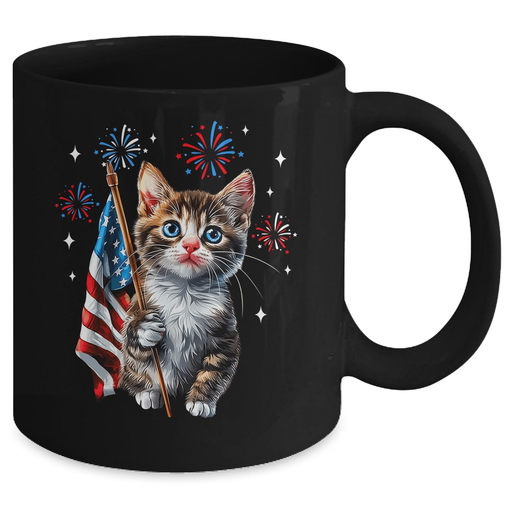 Independence Day Cat 4th Of July Patriotic USA Flag Graphic Mug | teecentury