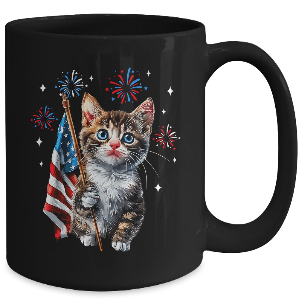 Independence Day Cat 4th Of July Patriotic USA Flag Graphic Mug | teecentury