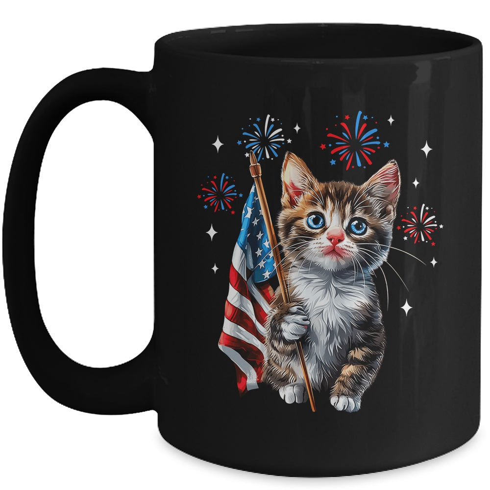 Independence Day Cat 4th Of July Patriotic USA Flag Graphic Mug | teecentury