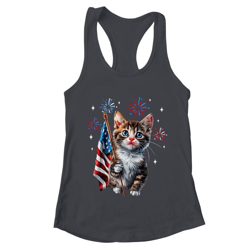 Independence Day Cat 4th Of July Patriotic USA Flag Graphic Shirt & Tank Top | teecentury