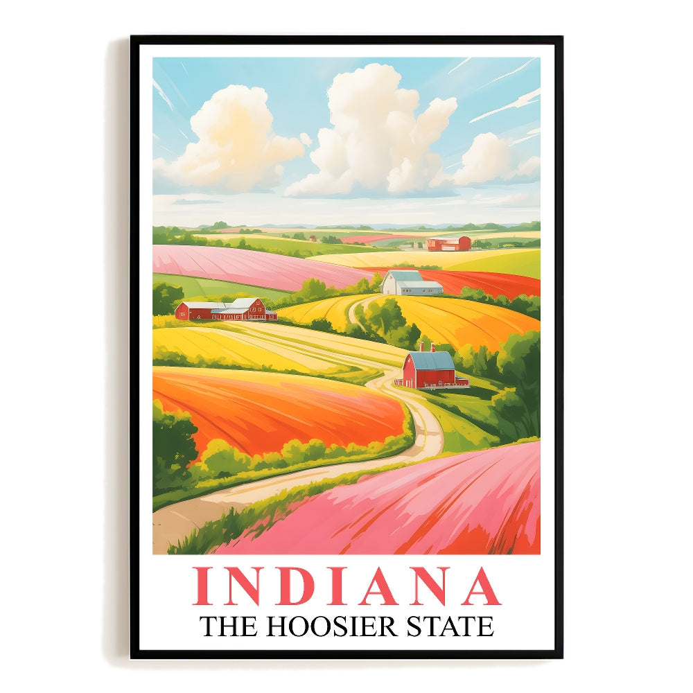 Indiana Travel Print Poster Nature Hoosier State Scenic View Souvenir Wall Art Landscape Painting Picture For Home Room Living Room Bedroom Decor Unframed | teecentury