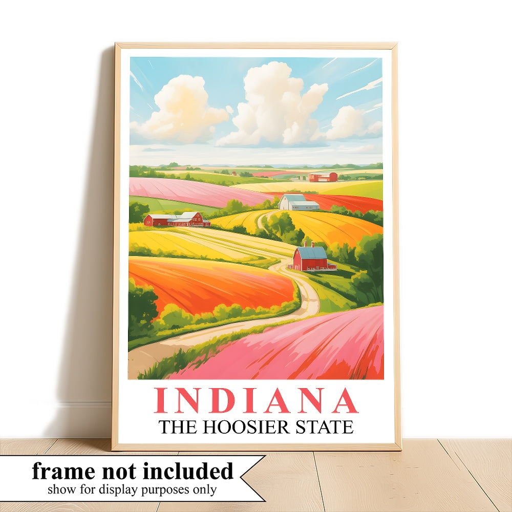 Indiana Travel Print Poster Nature Hoosier State Scenic View Souvenir Wall Art Landscape Painting Picture For Home Room Living Room Bedroom Decor Unframed | teecentury
