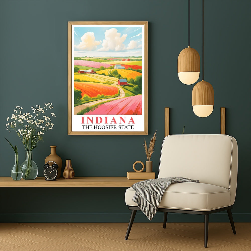 Indiana Travel Print Poster Nature Hoosier State Scenic View Souvenir Wall Art Landscape Painting Picture For Home Room Living Room Bedroom Decor Unframed | teecentury