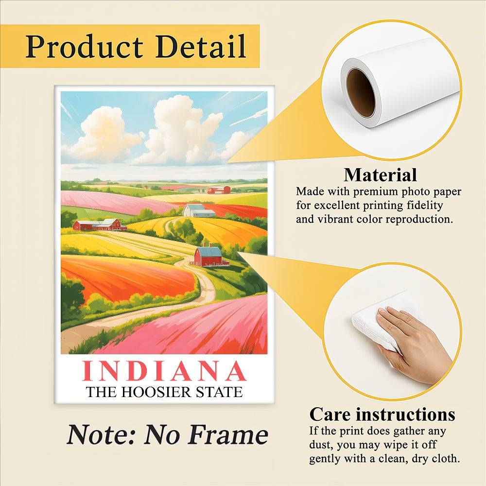 Indiana Travel Print Poster Nature Hoosier State Scenic View Souvenir Wall Art Landscape Painting Picture For Home Room Living Room Bedroom Decor Unframed | teecentury