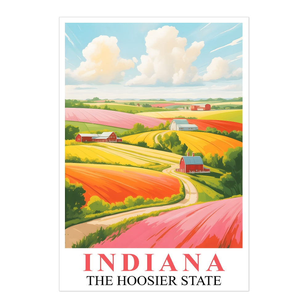 Indiana Travel Print Poster Nature Hoosier State Scenic View Souvenir Wall Art Landscape Painting Picture For Home Room Living Room Bedroom Decor Unframed | teecentury