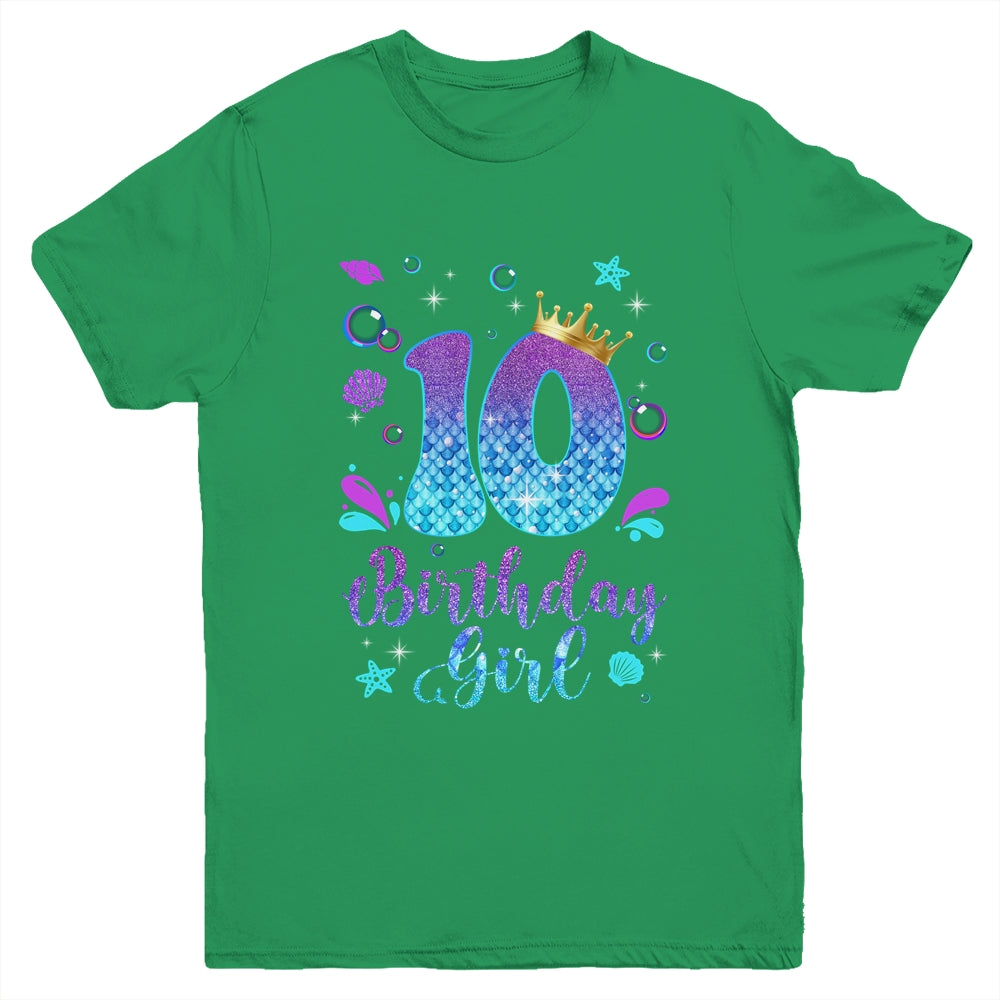 It's My 10th Bday Mermaid Funny Birthday Girls 10 Years Old Youth Shirt | teecentury
