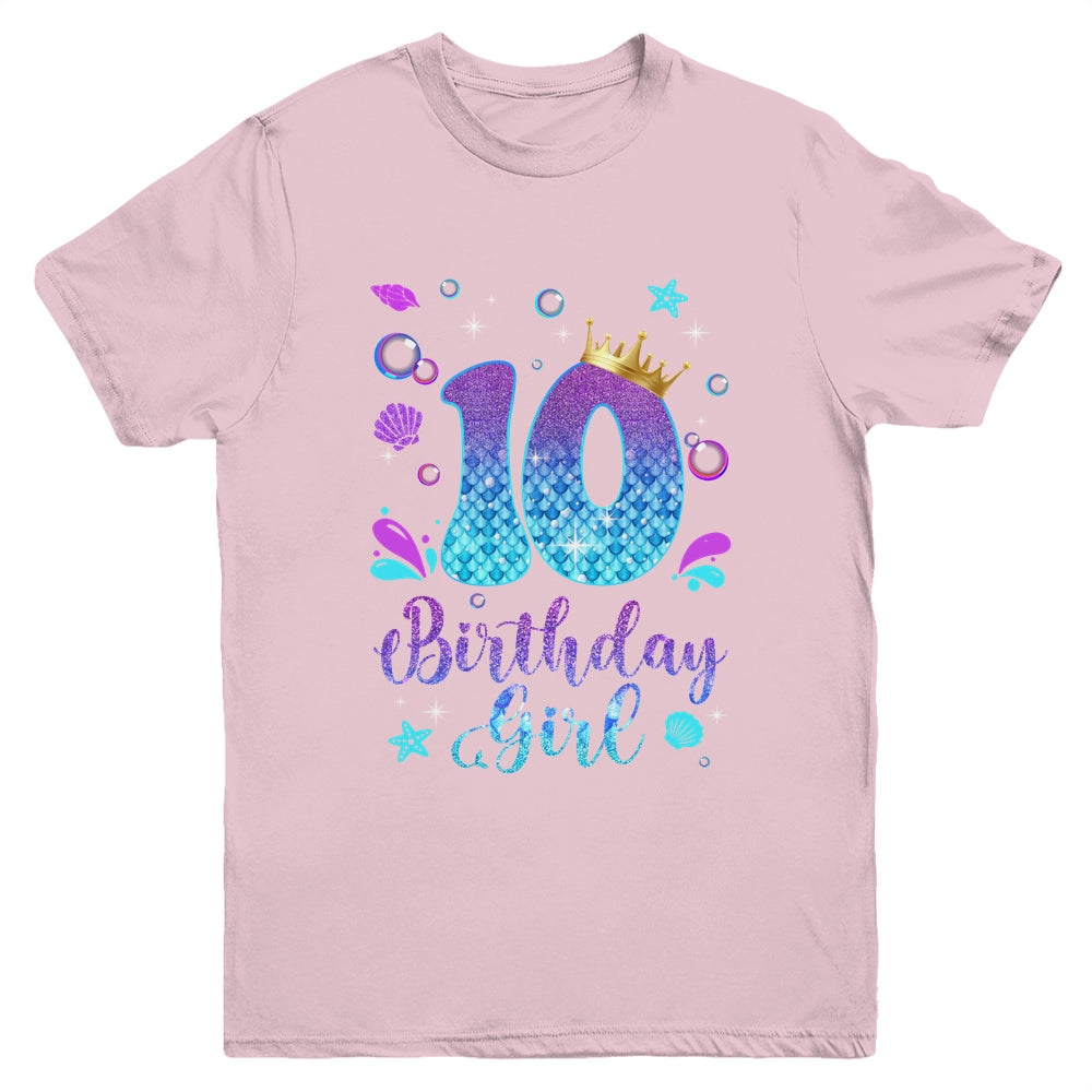 It's My 10th Bday Mermaid Funny Birthday Girls 10 Years Old Youth Shirt | teecentury