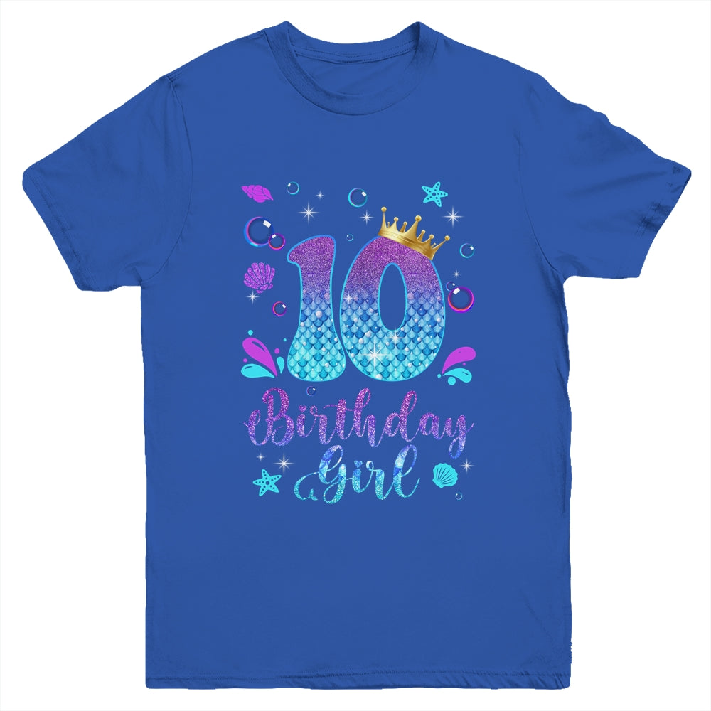 It's My 10th Bday Mermaid Funny Birthday Girls 10 Years Old Youth Shirt | teecentury