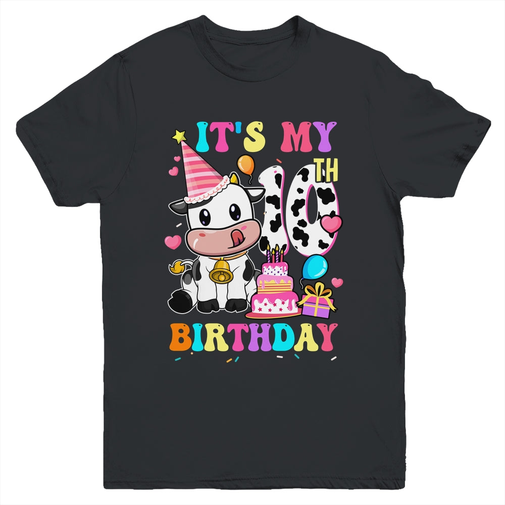 It's My 10th Birthday Dairy Cow Girls Funny 10 Year Old Youth Shirt | teecentury