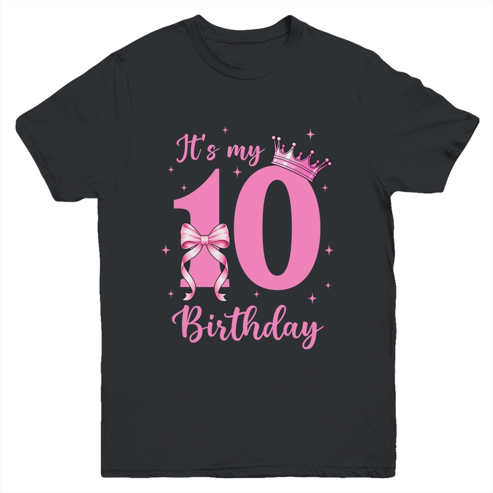 It's My 10th Birthday Girl Coquette Bow 10 Yr Old Aesthetic Youth Shirt | teecentury