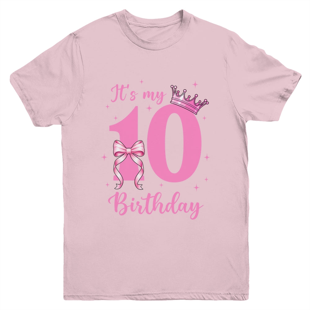 It's My 10th Birthday Girl Coquette Bow 10 Yr Old Aesthetic Youth Shirt | teecentury
