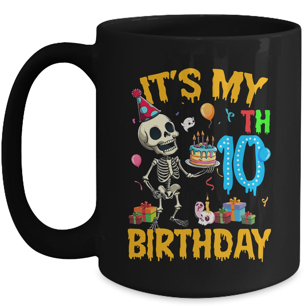 It's My 10th Birthday Party Halloween Skeleton Birthday Kids Mug | teecentury