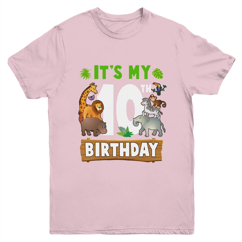 It's My 10th Birthday Zoo Jungle Safari 10 Years Old Birthday Youth Shirt | teecentury