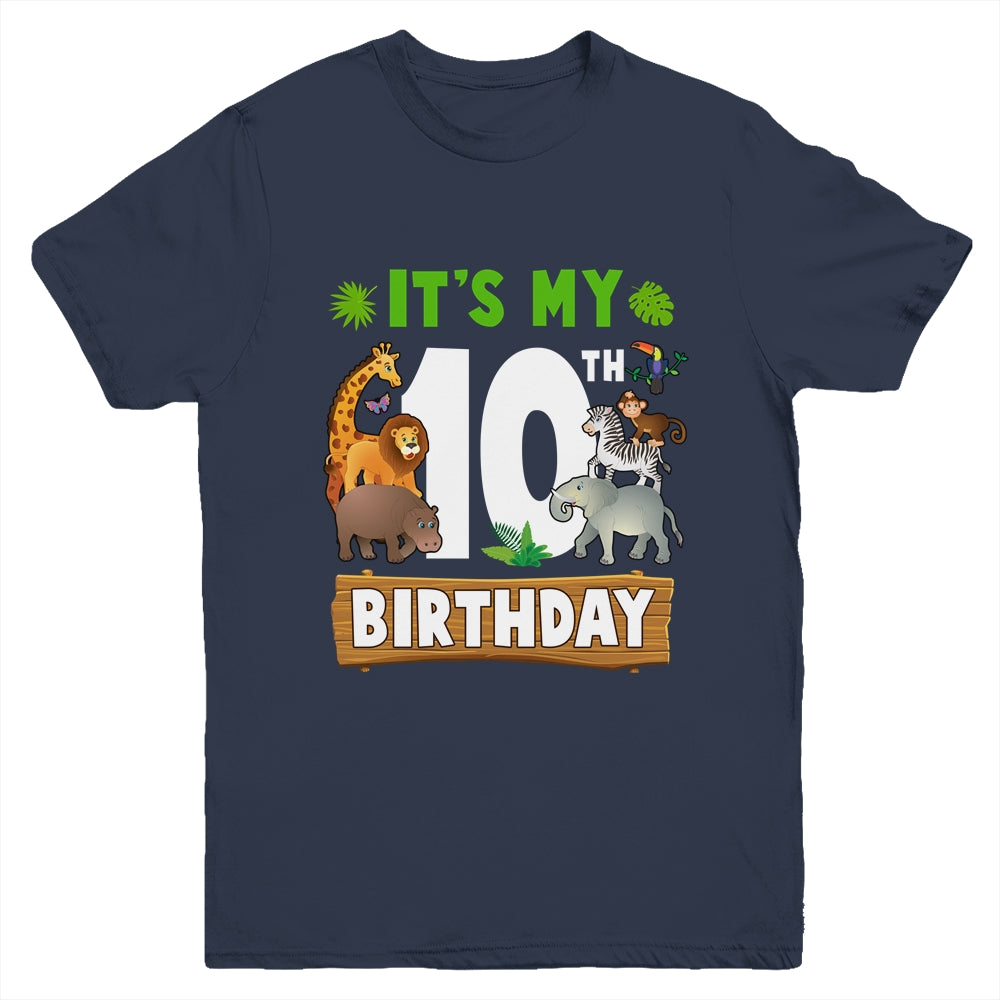 It's My 10th Birthday Zoo Jungle Safari 10 Years Old Birthday Youth Shirt | teecentury
