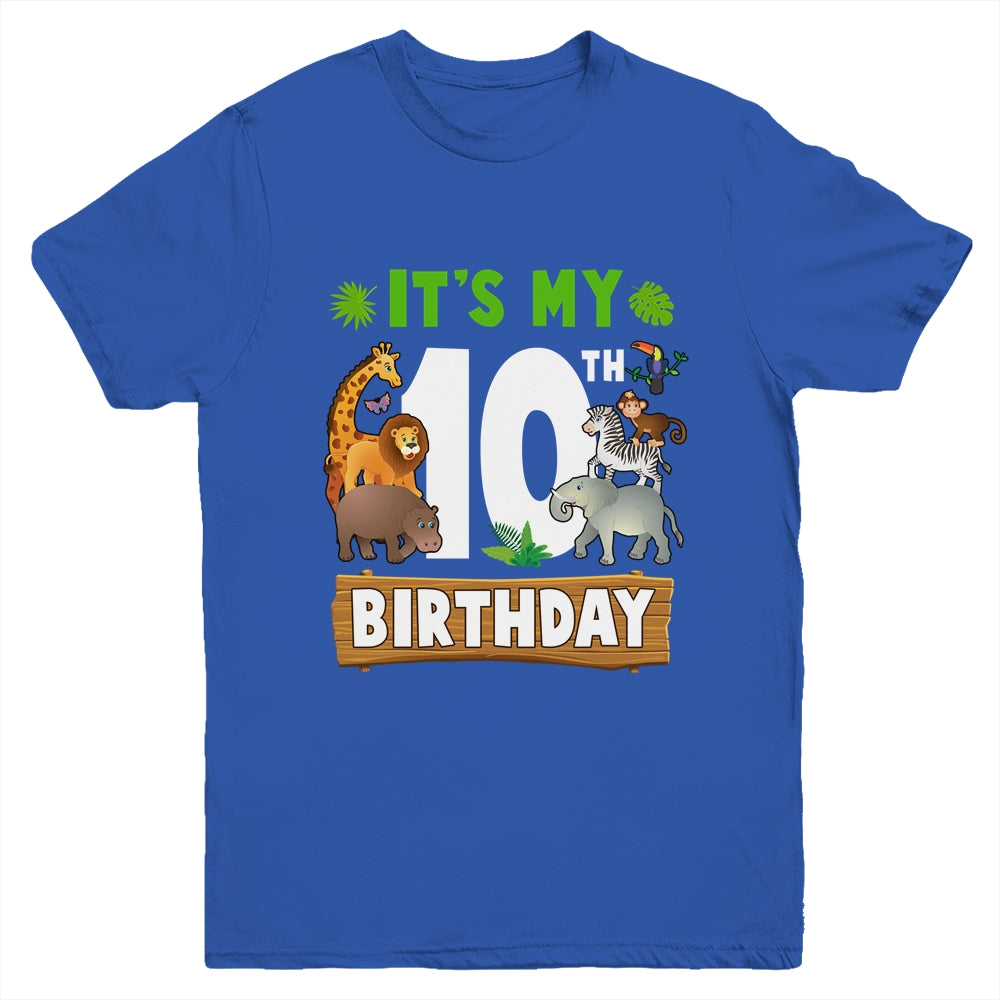 It's My 10th Birthday Zoo Jungle Safari 10 Years Old Birthday Youth Shirt | teecentury