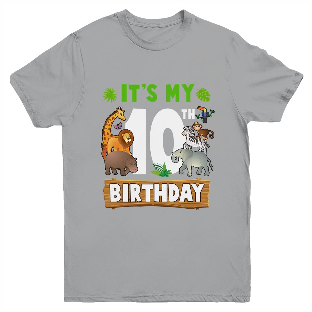It's My 10th Birthday Zoo Jungle Safari 10 Years Old Birthday Youth Shirt | teecentury