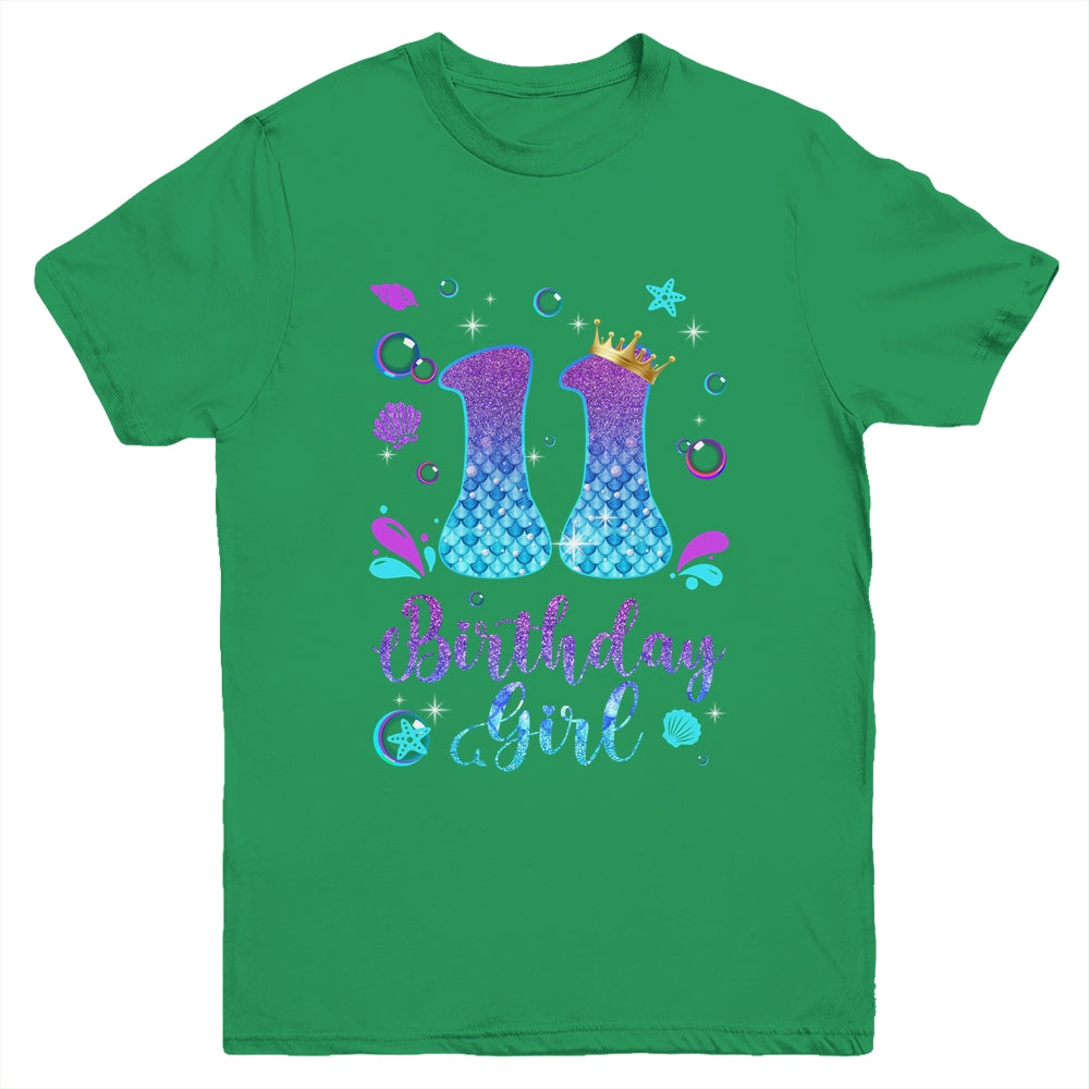 It's My 11th Bday Mermaid Funny Birthday Girls 11 Years Old Youth Shirt | teecentury
