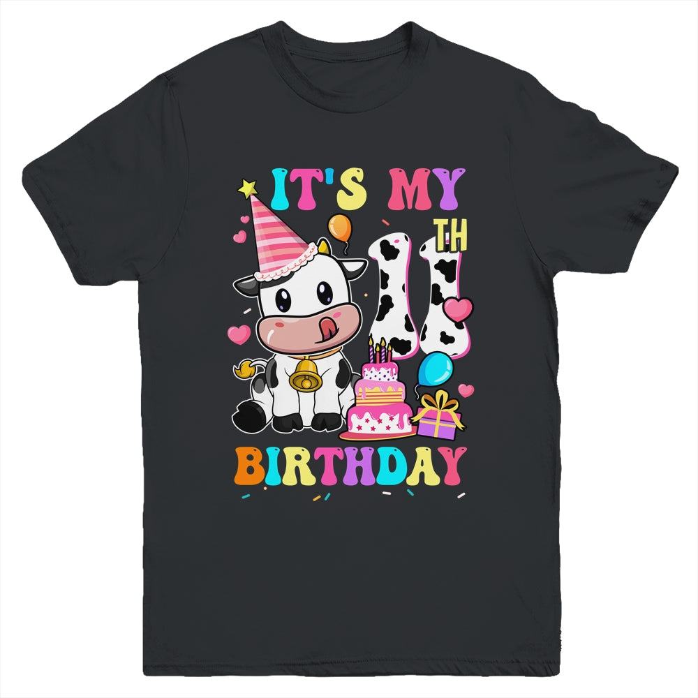 It's My 11th Birthday Dairy Cow Girls Funny 11 Year Old Youth Shirt | teecentury