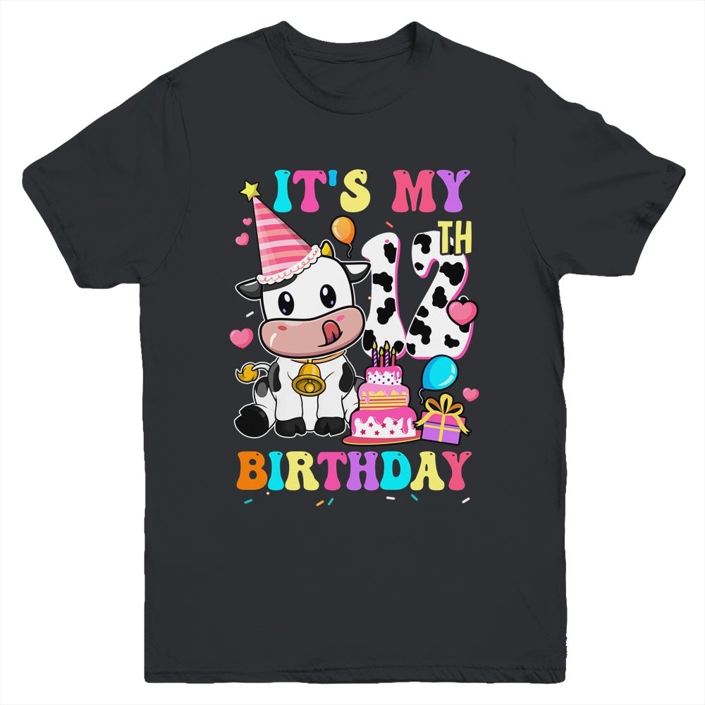 It's My 12th Birthday Dairy Cow Girls Funny 12 Year Old Youth Shirt | teecentury