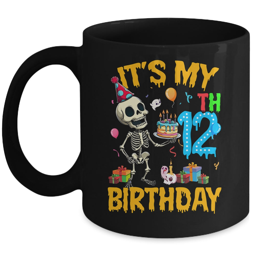 It's My 12th Birthday Party Halloween Skeleton Birthday Kids Mug | teecentury